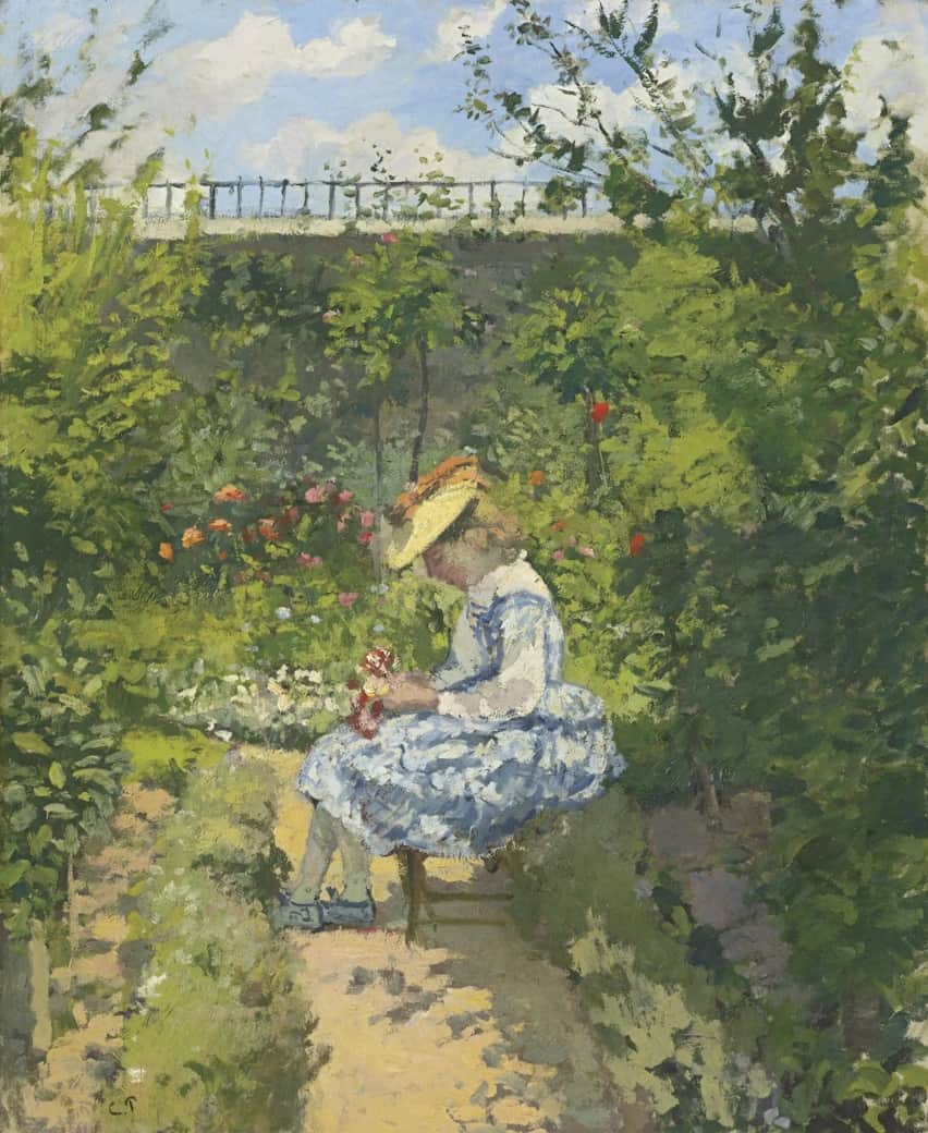 Jeanne Pissarro lit dans le jardin, Pontoise - 1872 : Camille Pissaro